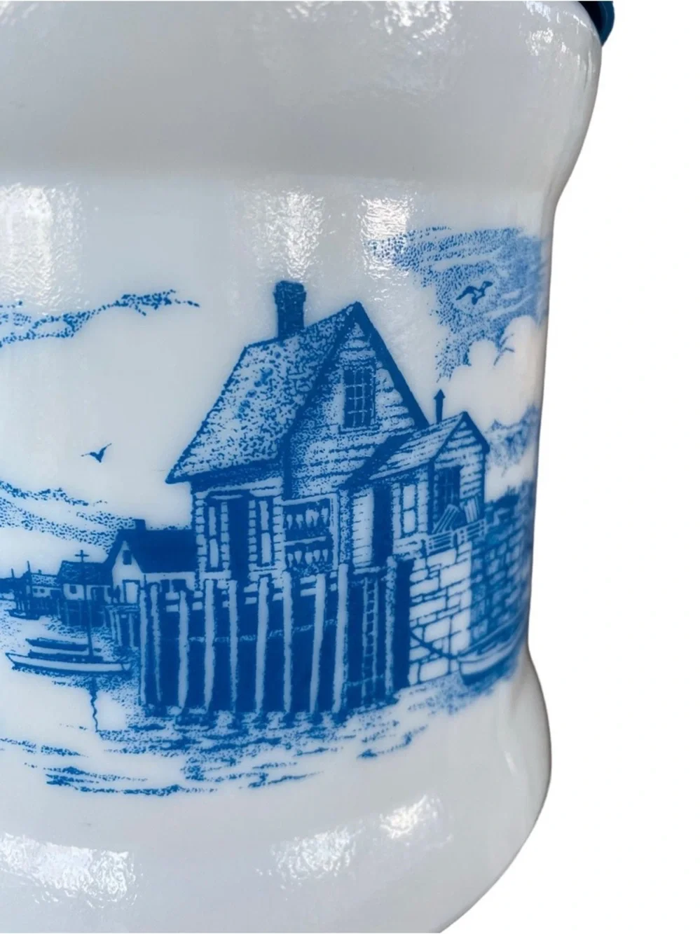 vintage Dutch milkGlass delft lighthouse  canister Cottagecore Coastal done